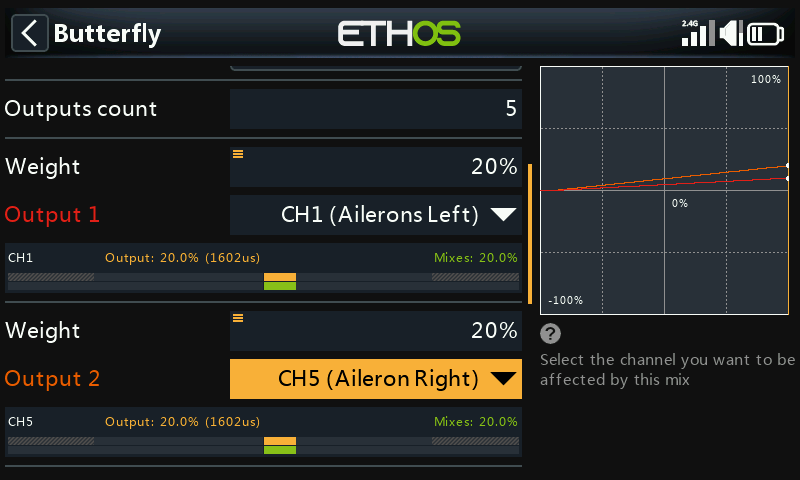 Aileron output