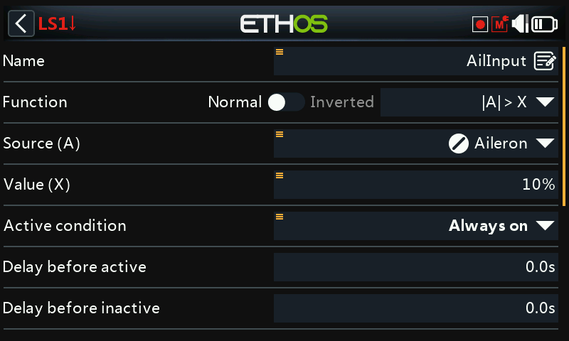 Aileron input detect