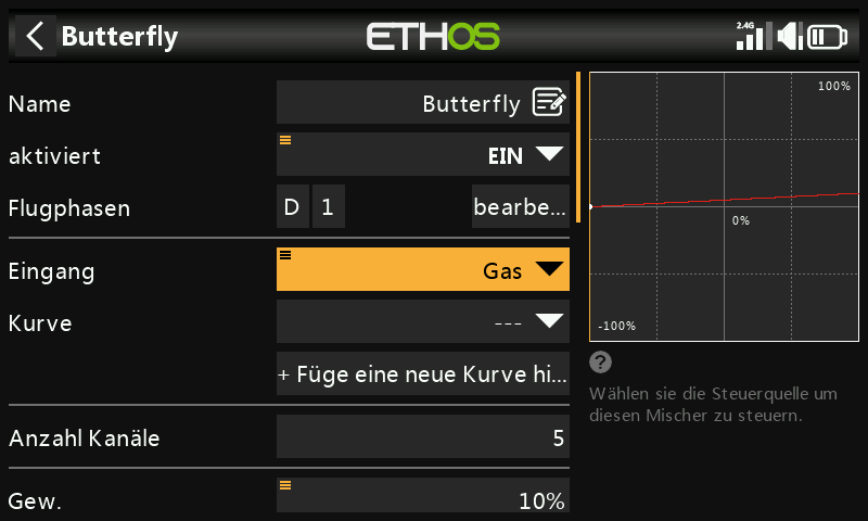 Gas als Eingang