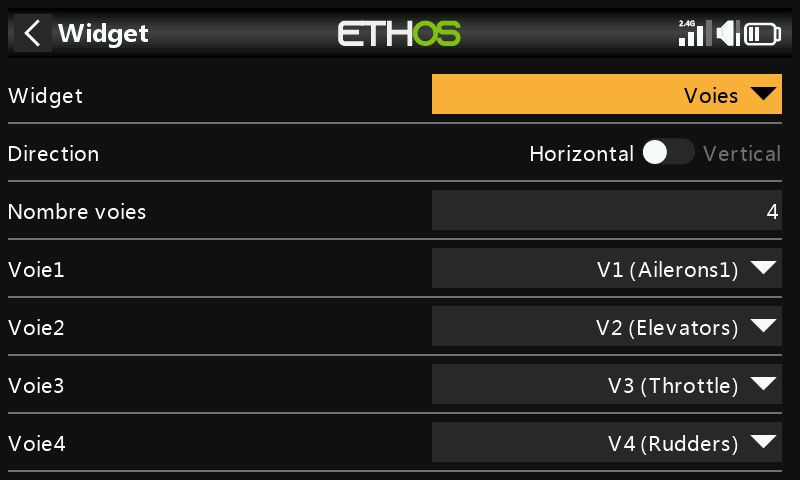 Configuration du widget Voies