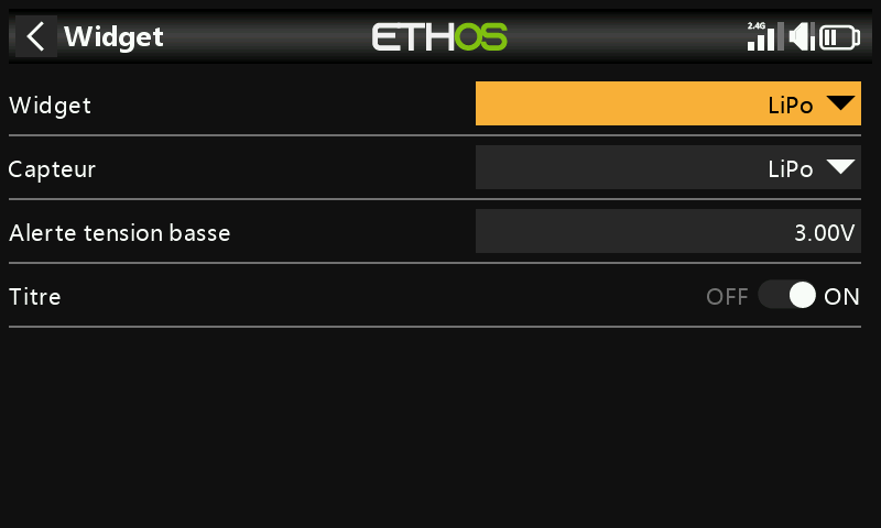 Configuration du widget LiPo