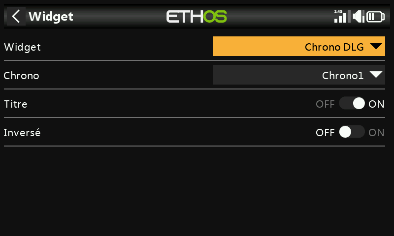 Configuration du widget Journaux de chrono