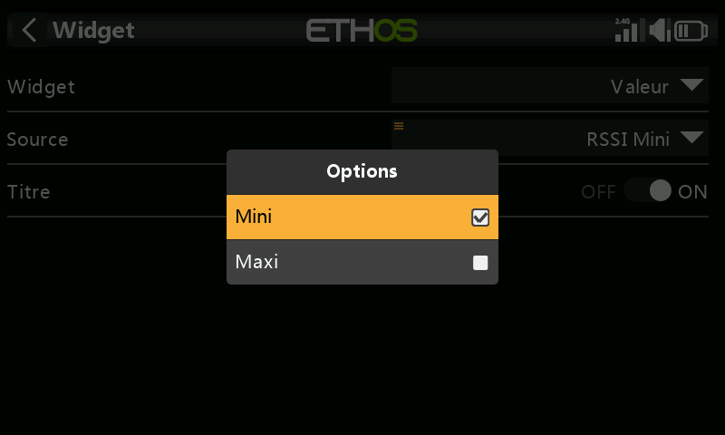Widget Valeur min