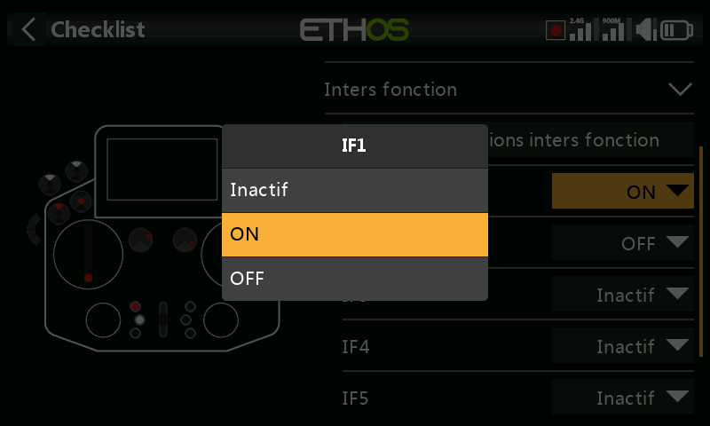 Options de contrôle des interrupteurs de fonction