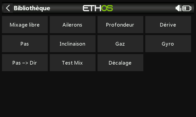 Bibliothèque de mixages hélicoptère