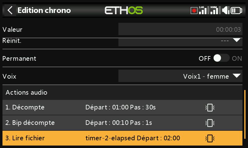 Actions du chrono 2