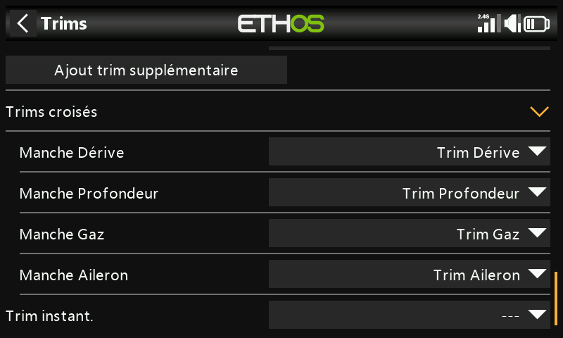 Modification des trims croisés