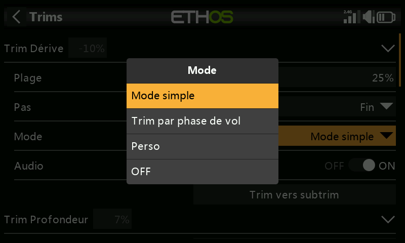 Mode : simple