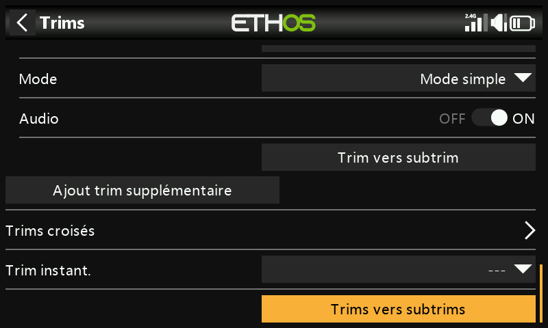 Déplacer les trims vers les subtrims