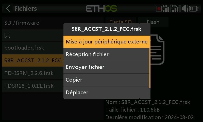 Mise à jour récepteur S8R via S.Port