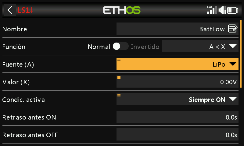 Interruptor lógico de batería baja