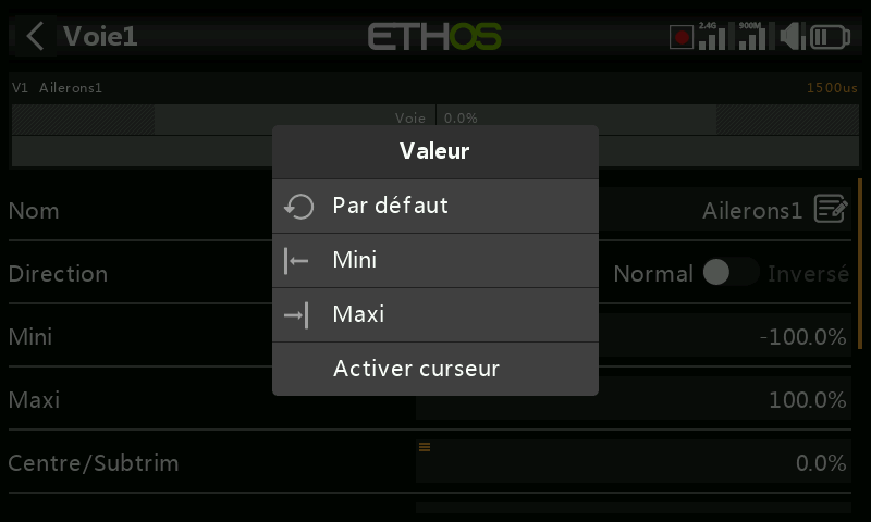 Options de saisie de valeurs numériques