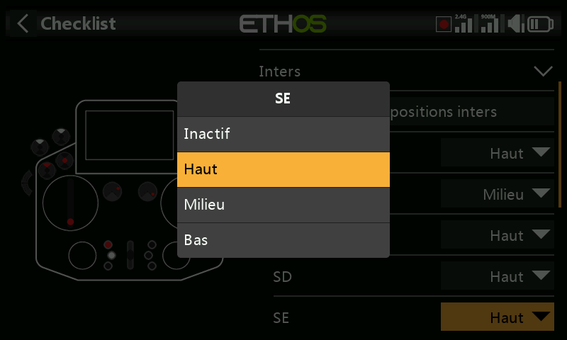 Options de contrôle des interrupteurs