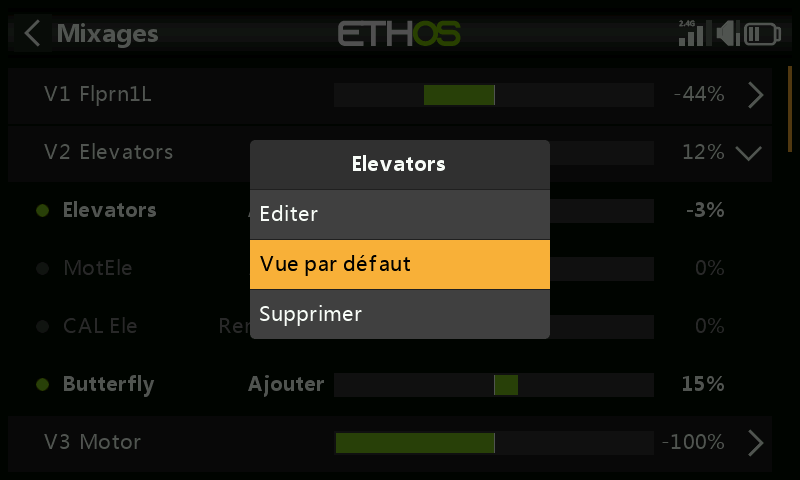 Sélection de la vue tableau depuis la vue par voie