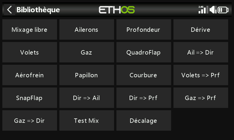 Bibliothèque de mixages planeur