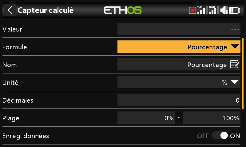 Capteur de pourcentage