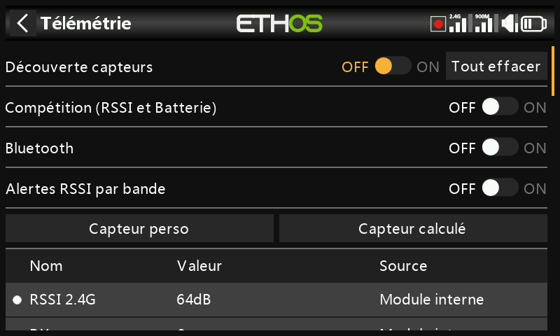Découvrir de nouveaux capteurs : désactivé
