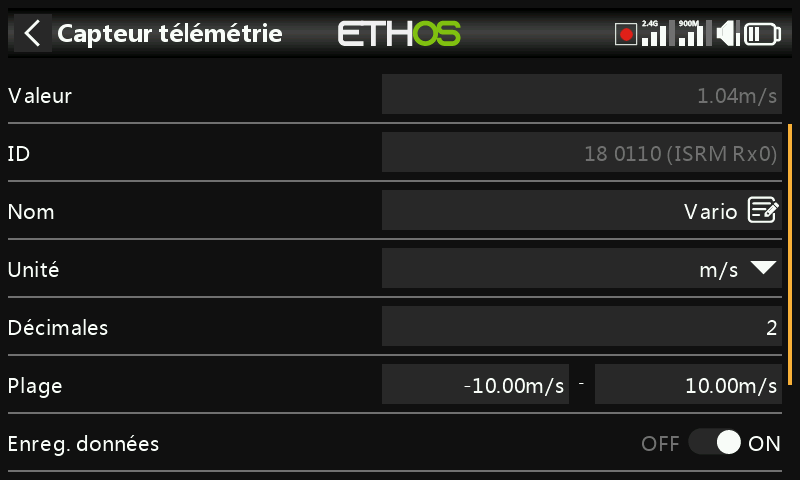 Édition du capteur VSpeed
