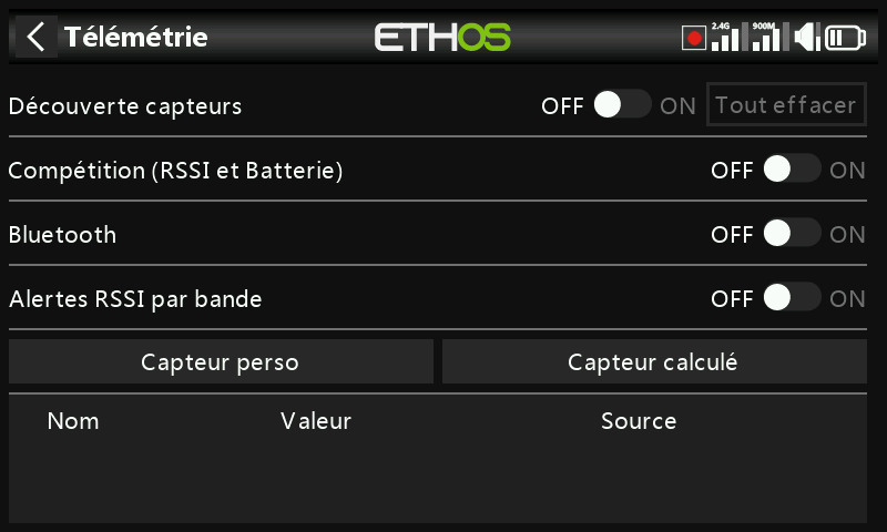 Capteurs supprimés