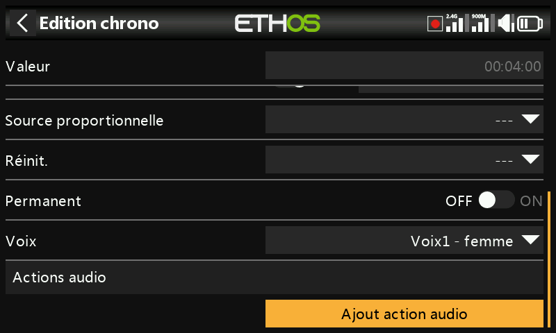 Ajout d'une action audio