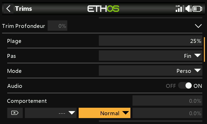 Options de comportement