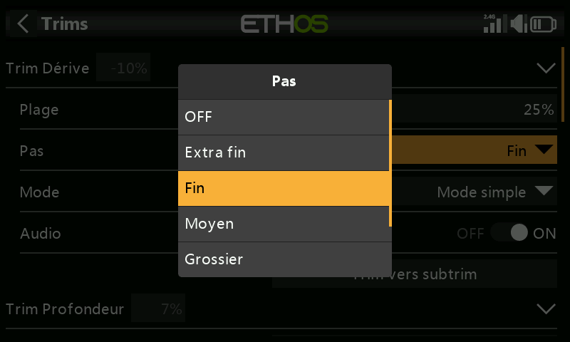 Options de pas