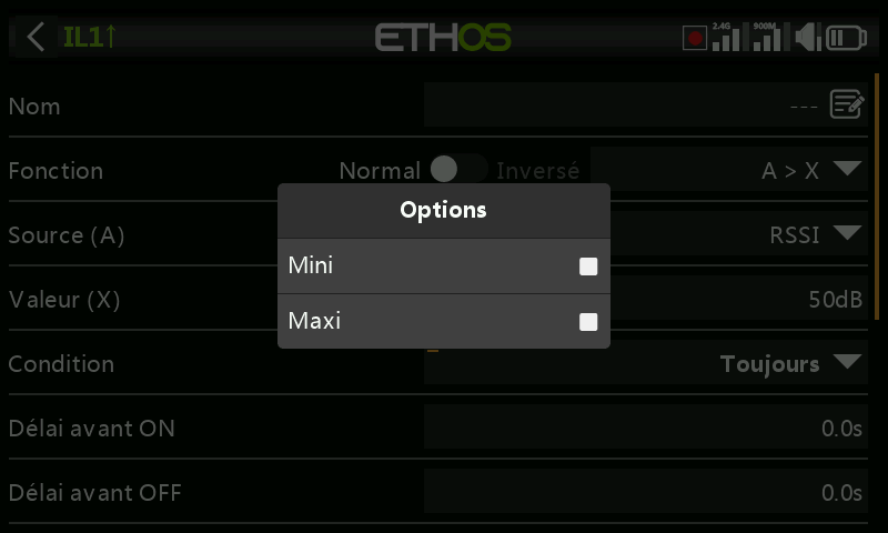 Options des capteurs