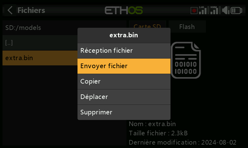 Transfert bluetooth (envoi)