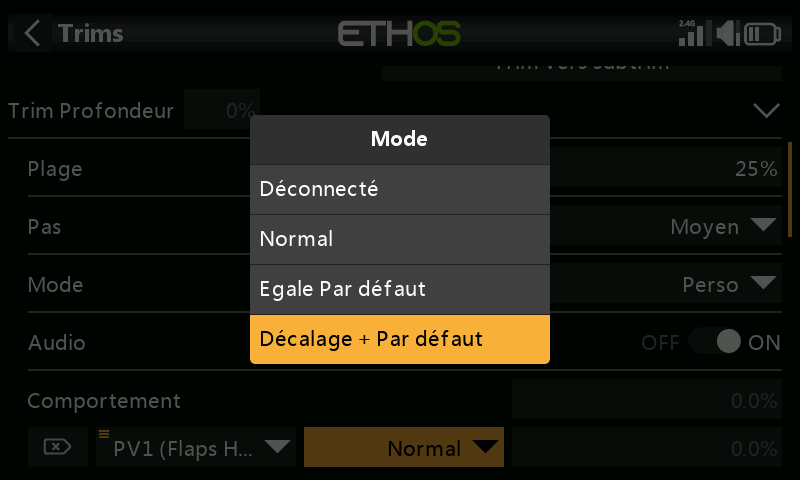 Sélection du trim personnalisé